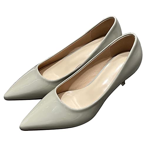 Image of Women's Low Kitten Heel Pumps Classic Fashion Dress Pumps Simple Heeled Shoes for Office Work