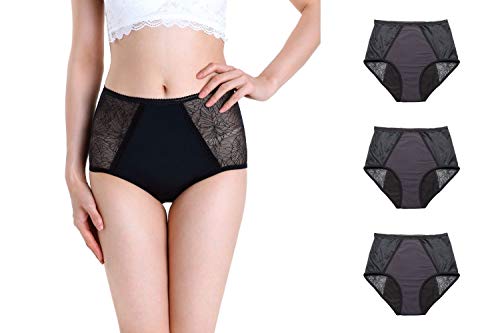 Cheeky Wipes Lot de 3 culottes hygiéniques taille haute pour femme avec 4 couches de protection absorbantes pour les règles et l'incontinence, lavable, respectueux de l'environnement, taille 40-42 Cover