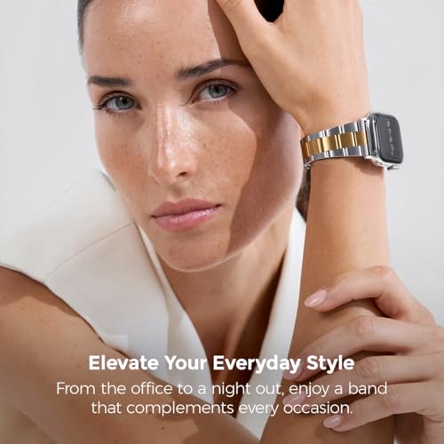 Image of My Pretty Strap - Compatible Apple Watch Band Strap, Stainless Steel Fashion iWatch Replacement Strap- Easy Resizing, No Tool Needed, Fits Most Wrists- Series 1-11, SE and Ultra