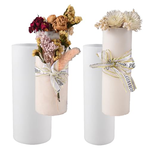 2 Pack 6 Inch Cylinder Candle Mold Pillar Candle Molds Taper - Resin Casting Silicone Molds for Home...