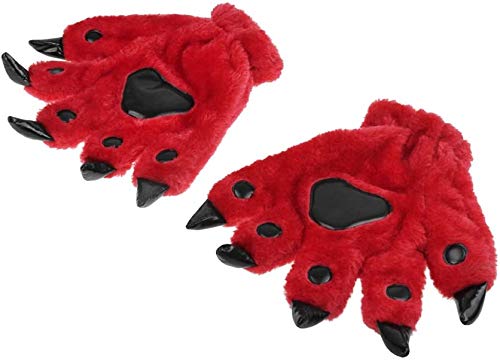 TINAYAUE Cute Halloween Plush Cat Paw Gloves - Dinosaur, Bear, Werewolf Cosplay Props for Men Women - Adults Cartoon Animal Thick Winter Thermal Costume Accessory โ image 1
