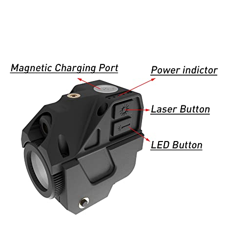 Laspur Tactical Sub Compact Rail Mount Laser Sight With High Lumen Flashlight Light Integrated Combo, Built-In Usb Magnetic Touch Rechargeable Battery Accessory (Green) #TOP2