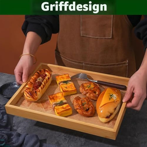 3 Stück Bambus Serviertablett mit Griffen, 35 x 25 x 3 cm Holz Tablett Küchentablett, Holztablett Servierplatte, Rechteckig Frühstückstablett für Frühstück, Getränke und Küchen Deko – Bild 5