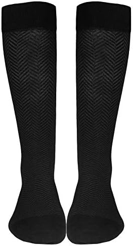 NuVein 15-20 mmHg Men’s Compression Socks, Chevron Pattern, Knee High Business Trouser Fit, Black, X-Large