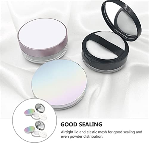HEALLILY 2Pcs Empty Refillable Loose Powder Container Compact Makeup Powder Box with Powder Puff and Mirror Ultra- thin Loose Powder Sub- packing Case - Image 4