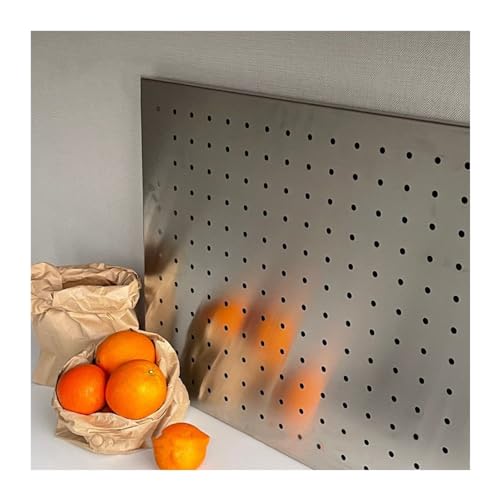 Stainless Steel Pegboard, Pegboard Wall Organizer Panels, Craft Room, Kitchen, Home Garage Living Room Bathroom And Study Room Storage Peg Board, Retail Displays Shelves (Color : Silver, S