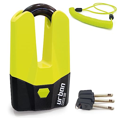 URBAN U9DY Motorradschloss Bremsscheibenschloss, Hochsicherheit Level 18, Gehärtetem Stahl ø15 Doppelverriegelung, SRA Geprüfte, Hergestellt EU