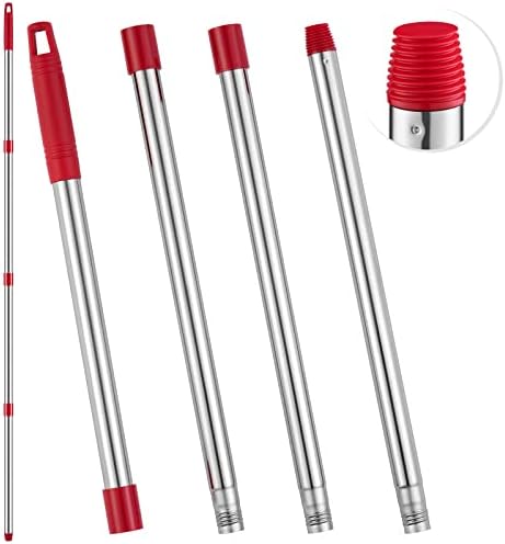 TIDYKITC Spin Mop Replacement Handle for O Cedar Mop Replace Head Refill/Base, 4-Section 2.5-to-5 Foot Mop Stick, Germany Screw