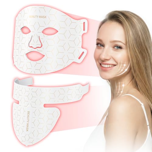 Verfubo Red Light Therapy for Face & Neck,Red Light Mask with 850nm NIR, 7-1 Colors LED Light Therapy mask, Rechargeable LED Face & Neck Mask for Anti-Aging,Skin Firming & Radiant Glow at Home