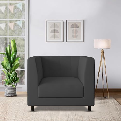 Image of BRAXTON - Floki 1 Seater Sofa Set for Living Room (Black Fabric) Premium Fabric Sofa
