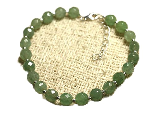 Bracelet aventurine 6mm cordon ajustable chaîne maillons argent