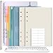 A5 Ordner 6 Ringe Zubehör Set, FANDAMEI Ordner A5, A5 Papier Nachfüllpapier Liniert 90 Blätter / 180 Seiten, 5 Stk. Ordner Trennblätter A5, 2 Stk. Umschlägbeutel, 20CM Lineal, Etiketten Selbstklebend