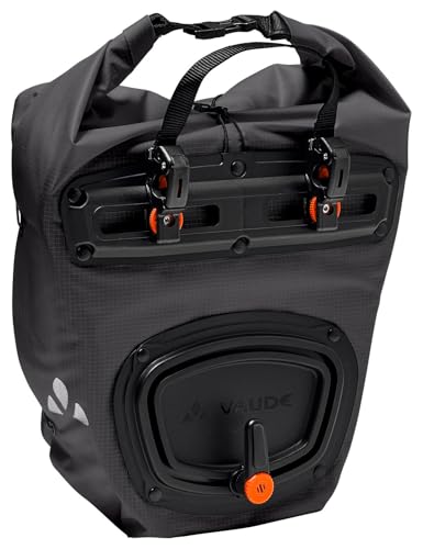 VAUDE Fahrradtaschen Aqua Front Light - ultraleichte Fahrradtaschen - 2 Vorderradtasche (2 x 11L) in schwarz - wasserdicht - Made in Germany