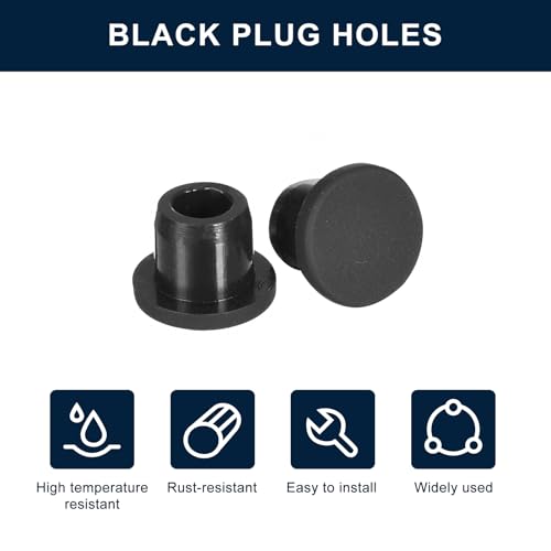 Image of uxcell 20 Pieces Black Plug Holes, Waterproof Button Plug Rubber Hole Plugs for 9mm /0.35 inch Hole