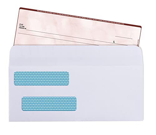 500#8 Double Window Flip & Seal Security Envelopes - For Business Checks, Quickbooks & Quicken Checks, Size 3 5/8 X 8 11/16 Inches - Checks Fit Perfectly - Not For Invoices, 500 Count (30108) #TOP5