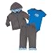 Yoga Sprout Baby-Boys 3 Piece Turtle Hoodie Bodysuit and Pant Set