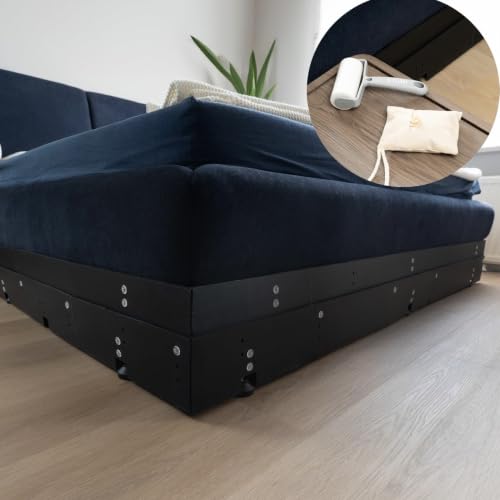 3-Sided Coverage 240 | Under Bed Blocker Bundle with Bonus Lint Roller & Odor Bag | Adjustable Fit Sturdy Fits 58.5 Bed Clearance - Cats & Small Indoor Pets