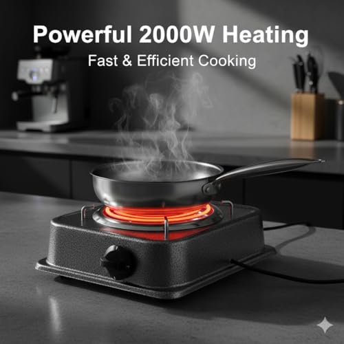 Image of Drumstone 2000W Electric Coil Cooking Heater with G-Coil Hot Plate - Heavy Duty Single Burner Electric Stove for All Metal Utensils | Portable Cooking Heater (15 Years Warranty)
