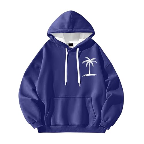Ymosrh Men's Hoodies, Long Sleeve Casual Palm Tree Print Pullover Hooded Sweatshirts with Pocket, M-4XL3