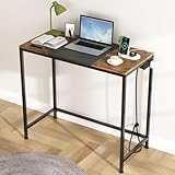 Uzelia Escritorio Minimalista con Estacion de Carga, Mesa Estación de Trabajo Industrial para Oficina y Casa, Escritorio...