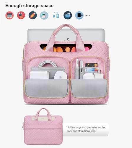 Lacdo Laptop Bag for Women, 14 inch Laptop Shoulder Bag for 14 inch HP Dell ASUS Acer Chromebook 14, HP Stream, Dell Inspiron, IdeaPad, Acer Spin, ASUS ZenBook Messenge Computer Bag, Sakura Pink2