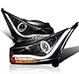 Spec-D Tuning LED Light Strip Halo Projector Headlights Black Compatible with 2011-15 Chevrolet Cruze, 2016 Chevrolet Cruze Limited Left + Right Pair Headlamps Assembly