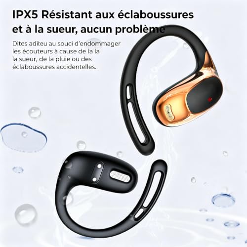 Yworlln NE35 Écouteurs Bluetooth sans Fil Open Ear avec Crochet d’Oreille, Bluetooth 6.0, Écouteurs Traducteurs IA 164 Langues, 6 Modes, 60H d’Autonomie, Son HiFi Stéréo, ENC, IPX6, pour iOS Android – vue 2