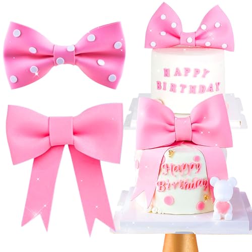 Pink Bow Cake Topper Bow Cake Decoration Baby Girl Cake Decoration Baby Shower Cake Topper for Girl EVA by Roaring Good Time - Used condition - US$8.99