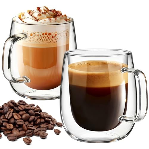Double Walled Glass Mugs, Set of 2