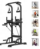 Freestanding Power Tower for Home Gym,Power Tower Dip Station Pull Up Bar with Backrest & Resistance Bands,450 LBS Capacity Chin Up Training Equipment for Adults Teens