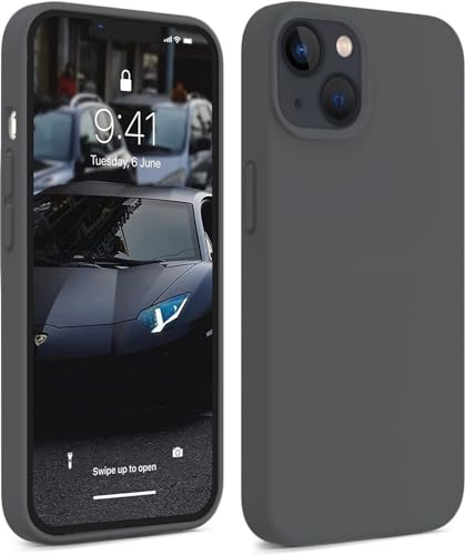 Image of NAFS Silicone Case Compatible with iPhone 14 | Camera Protect Microfiber Lining Cover | Case Cover for iPhone 14 (Space Grey)