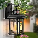 Outdoor Light Fixture With Motion Sensor, Dusk To Dawn Modern Exterior Porch Lights Wall Mount, Anti