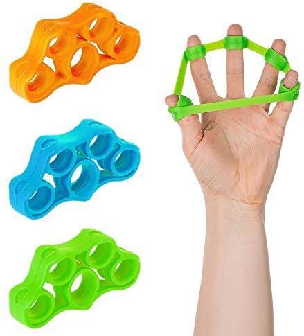 Finger Stretcher Hand Resistance Bands with E-BOOK -Hand Extensor Exerciser Finger Grip Strengthener Strength Trainer Gripper set for Arthritis Carpal Tunnel Rehabilitation Grip Strength Guitar 3pcs