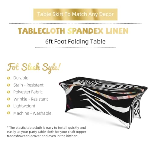 Nappe de table extensible rectangulaire à motif zèbre abstrait en élasthanne pour réception