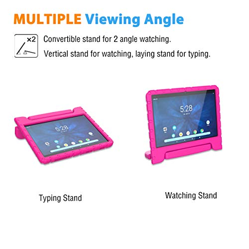 Avawo Kids Case For Android Onn 10.1” 2019 (Just Fit Model: Ona19Tb003, Not For 2020), Light Weight Shock Proof Handle Stand Case For Onn 10.1 Inch Android Tablet (Just Fit 2019), Rose #TOP5