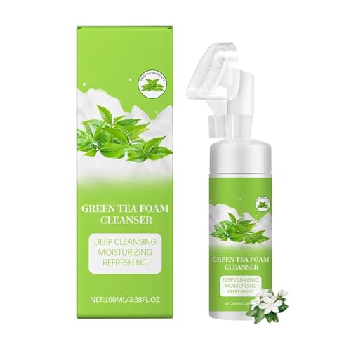 Green Tea Foaming Face Wash – Gentle Facial Cleanser for Refreshing Face, Refines Pores, Controls Oil, Suitable for All Skin Types, 100ml/3.38Fl.Oz (1Pcs)