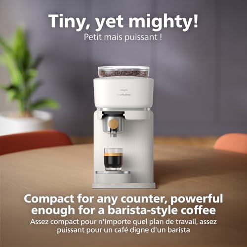 Philips Baristina Espresso Machine, Grind, Tamp & Brew Coffee Beans in One Swipe, Compact, 16 Bar Pump Pressure, Automatic Grinder, Natural White with Ash Wood Portafilter (BAR302/20) by Philips - Image 6