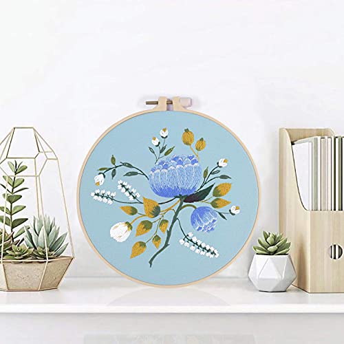 4 Piece Easy Embroidery Kit For Adults, Including Printed Embroidery Cloth With Patterns, 4 Plastic Embroidery Rings, 1 Pair Of Scissors, Colored Threads, Needles And An Embroidery Instructions #TOP4