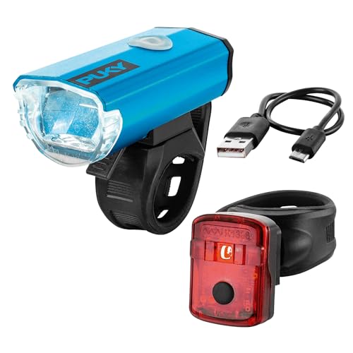 PUKY LUMI LED-Frontscheinwerfer & Rücklicht-Set | Seitliche Sichtbarkeit | Werkzeuglose Montage | Für 20" Fahrräder & LS-PRO | StVZO-Zugelassen | Micro-USB Aufladbar | Flexibles Design | Farbe Blau