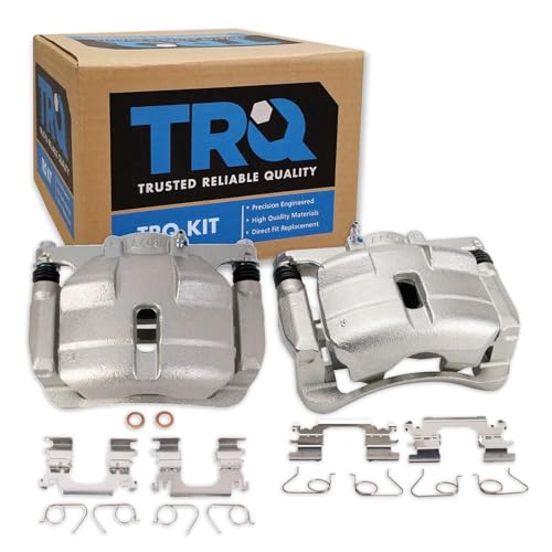 Image of TRQ Front Brake Caliper Set Zinc Coated Brackets Hardware Compatible with 2014-2018 Nissan Rogue
