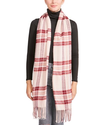 Steve Madden Women's Classic Tartan Blanket Fringe Scarf, One Size