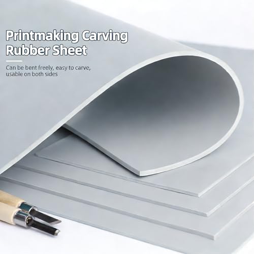 Moling Linoldruck Platte A4 A5 A6 Schnitzset Linoleum Linolschnitt Professionelle Linolplatte für Druckgrafik&Stempel Druckplatten für Anfänger und Künstler (Grau)
