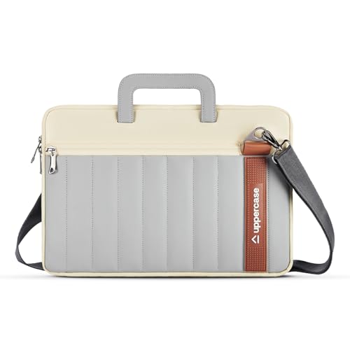 uppercase Stride 14 Inch Laptop Sleeve, Multi-Textured Quilted Design, Padded Compartment, Trolley Sleeve, Slide-in Handle & Detachable Shoulder Strap