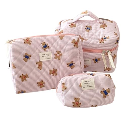 Trousse de maquillage ours bleu portable pour organiser vos cosmétiques en voyage