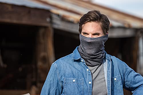 Buff Midweight Merino Wool Neck Gaiter, 100% Ethically Sourced Wool, Versatile, Temperature Regulating Face Mask, Light Grey Mela, Adult Size