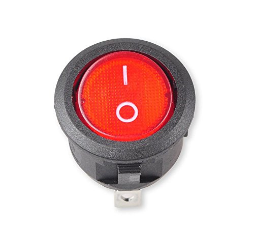 Besmelody Rocker Toggle Switch, SPST Type 3 Pin 2 Position ON/Off Boat Rocker Switch with Indicator 10A/125V 5A/250V AC (10Pcs)