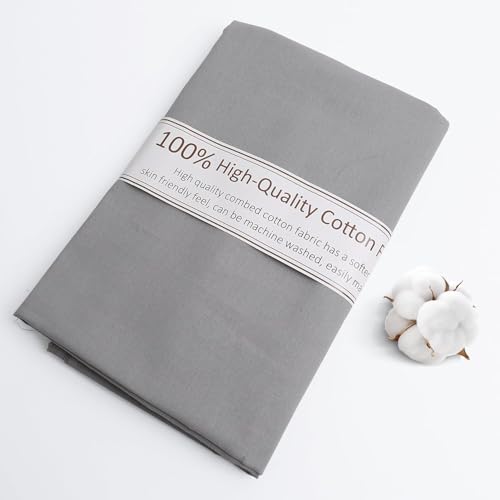 FFPDYBEST Grey Cotton Fabric, Natural 100% Cotton Poplin Fabric by The Yard 59 Inches Wide Lining Fabric for Sewing Apparel Cloth Soft Embroidery Quilting, 1 Yard