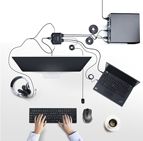 Image of StarTech 2-Port USB-C & DisplayPort Cable KVM, 4K 60Hz, USB Powered, Hybrid
