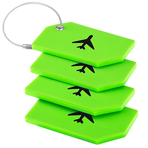 DUOUPA Lot de 4 étiquettes de bagage avec étiquette d'adresse en silicone pour bagages, bagages, valises, sacs à main, vert Cover