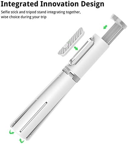 ATUMTEK Selfie Stick Tripod, Extendable 3 in 1 Aluminum Bluetooth Selfie Stick with Wireless Remote for iPhone 13/13 Pro/12/11 Pro/XS Max/XS/XR/X/8/7, Samsung Huawei LG Google Sony Smartphones, White